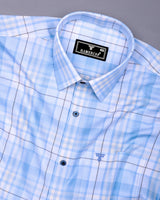 Optical SkyBlue With White Check Formal Cotton Shirt
