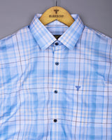 Optical SkyBlue With White Check Formal Cotton Shirt