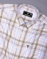 Optical Cream With White Check Formal Cotton Shirt