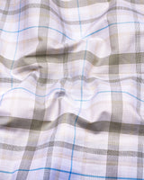 Optical Cream With White Check Formal Cotton Shirt
