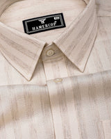 Ivory Cream Dobby Self Stripe Cotton Shirt
