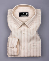 Ivory Cream Dobby Self Stripe Cotton Shirt