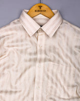 Ivory Cream Dobby Self Stripe Cotton Shirt