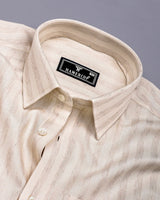 Ivory Cream Dobby Self Stripe Cotton Shirt