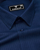 Coxen Navyblue Dobby Texture Cotton Shirt