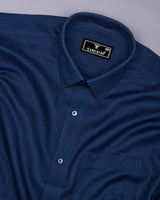 Coxen Navyblue Dobby Texture Cotton Shirt