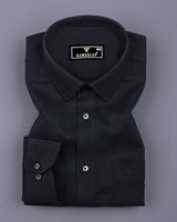 Coxen Black Dobby Texture Cotton Shirt