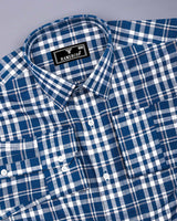 Ingrid Blue With White Check Linen Cotton Shirt