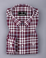 Ingrid Maroon With White Check Linen Cotton Shirt