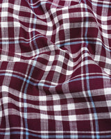 Ingrid Maroon With White Check Linen Cotton Shirt