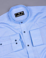 Clinton Blue Solid Linen Cotton Shirt