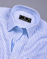 Wexford Blue With White Stripe Linen Cotton Shirt