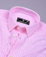 Wexford Pink With White Stripe Linen Cotton Shirt