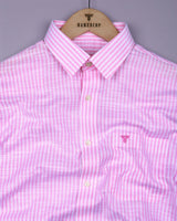 Wexford Pink With White Stripe Linen Cotton Shirt