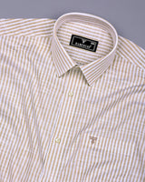 Wexford Cream With White Stripe Linen Cotton Shirt