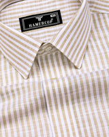 Wexford Cream With White Stripe Linen Cotton Shirt