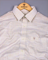 Wexford Cream With White Stripe Linen Cotton Shirt