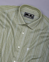 Fermoy Green With White Printed Linen Cotton Shirt