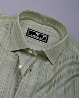 Fermoy Green With White Printed Linen Cotton Shirt