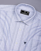 Fermoy White With Blue Printed Linen Cotton Shirt