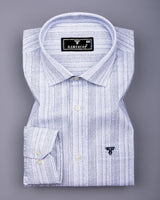 Fermoy White With Blue Printed Linen Cotton Shirt