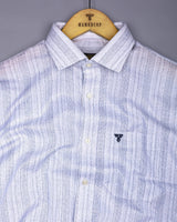 Fermoy White With Blue Printed Linen Cotton Shirt