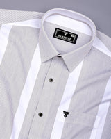 Krong White With Black Pencil Stripe Cotton Shirt