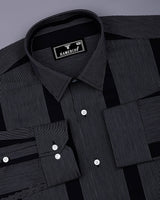 Krong Black With White Pencil Stripe Cotton Shirt
