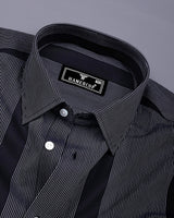 Krong Black With White Pencil Stripe Cotton Shirt