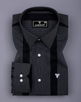 Krong Black With White Pencil Stripe Cotton Shirt