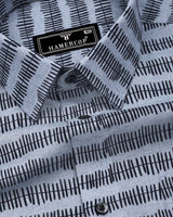 Astrick Gray With Black Printed Linen Cotton Shirt