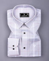 Nordic Gray With White Check Formal Cotton Shirt