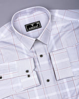 Nordic Gray With White Check Formal Cotton Shirt