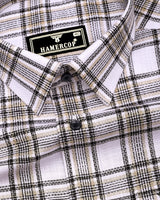 Kermen White With Black Waffle Dobby Check Shirt