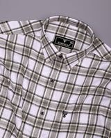 Kermen White With Black Waffle Dobby Check Shirt