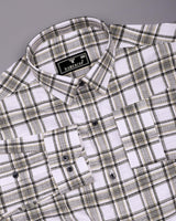 Kermen White With Black Waffle Dobby Check Shirt