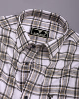 Kermen White With Black Waffle Dobby Check Shirt
