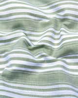 Moncton Green With White Stripe Linen Cotton Shirt