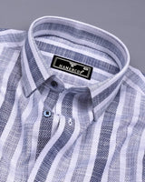 Dolen Multicolor Blue Dobby Stripe Cotton Shirt