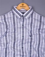 Dolen Multicolor Blue Dobby Stripe Cotton Shirt