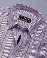 Martin Purple With White Dobby Stripe Cotton Shirt