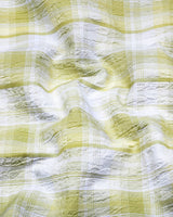Glitzy Sage Green With White Check Seersucker Cotton Shirt