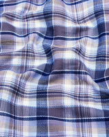 Slender Gray With Multicolor Check Slub Cotton Shirt