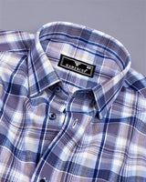 Slender Gray With Multicolor Check Slub Cotton Shirt