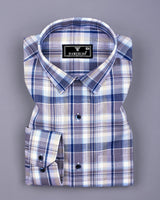 Slender Gray With Multicolor Check Slub Cotton Shirt