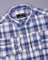 Slender Gray With Multicolor Check Slub Cotton Shirt