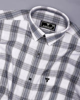 Ambon Gray With White Check Slub Cotton Shirt