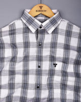 Ambon Gray With White Check Slub Cotton Shirt
