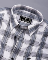 Ambon Gray With White Check Slub Cotton Shirt