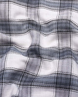 Ambon Gray With White Check Slub Cotton Shirt